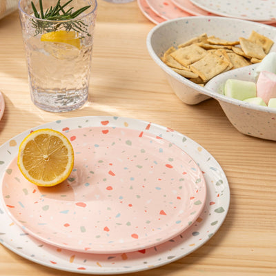 12 pc Outdoor Dinnerware Set - Pink Confetti - bzyoo