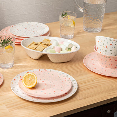 12 pc Outdoor Dinnerware Set - Pink Confetti - bzyoo