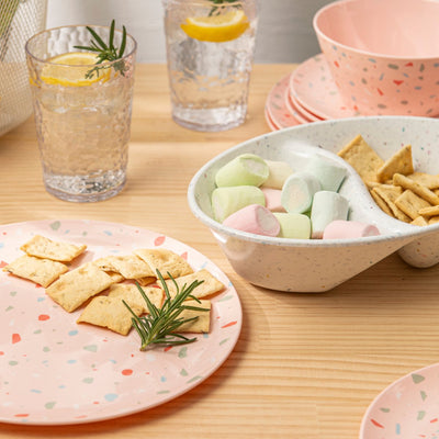 12 pc Outdoor Dinnerware Set - Pink Confetti - bzyoo