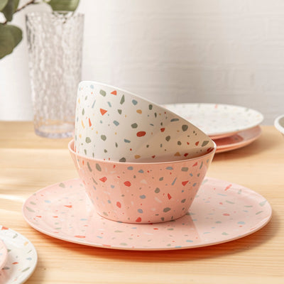 12 pc Outdoor Dinnerware Set - Pink Confetti - bzyoo