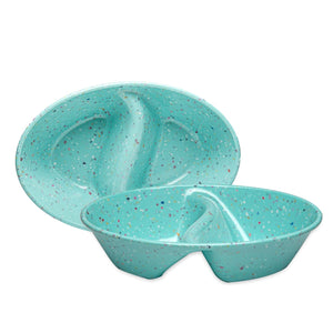 2PK Speckle Divided Serving Dish - green - bzyoo