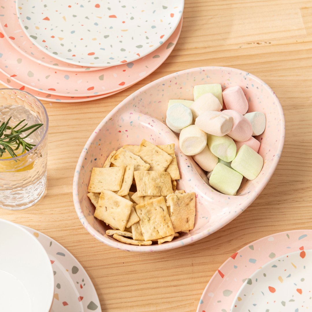 2PK Speckle Divided Serving Dish - pink - bzyoo