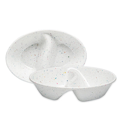 2PK Speckle Divided Serving Dish - white - bzyoo