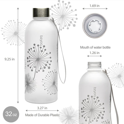 32oz Time Marker Tritan Water Bottle w/ Carrying Strap - Dandelion Silver - bzyoo