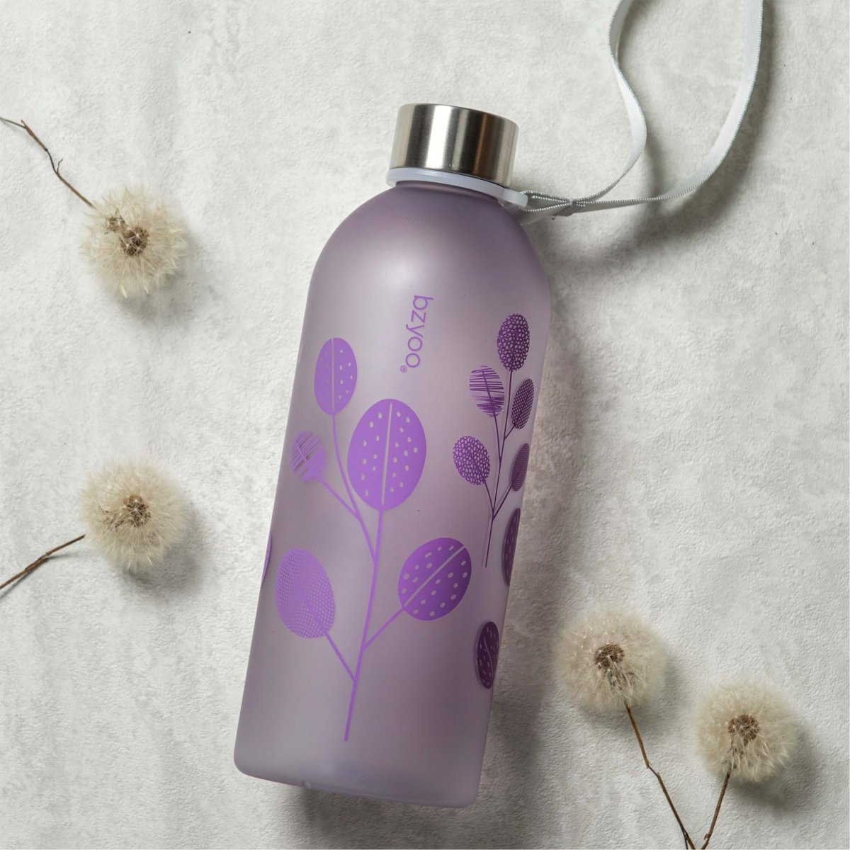 32oz Time Marker Tritan Water Bottle w/ Carrying Strap - Leaf Purple - bzyoo