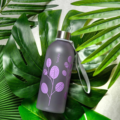 32oz Time Marker Tritan Water Bottle w/ Carrying Strap - Leaf Purple - bzyoo