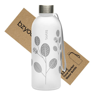 32oz Time Marker Tritan Water Bottle w/ Carrying Strap - Leaf Silver - bzyoo