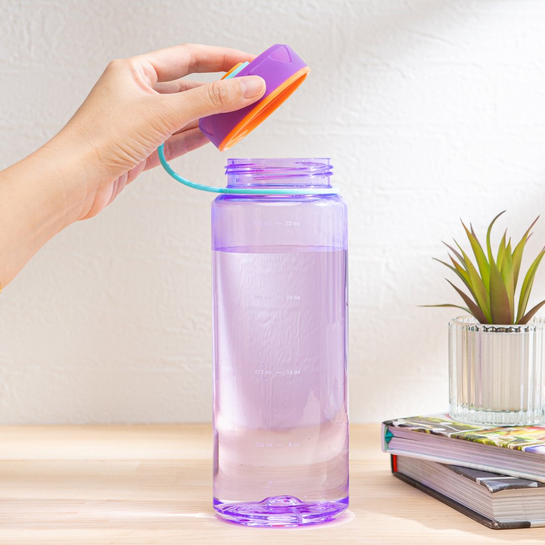 36oz HydroPop Water Bottle w/ Strap and Measurement - Purple - bzyoo