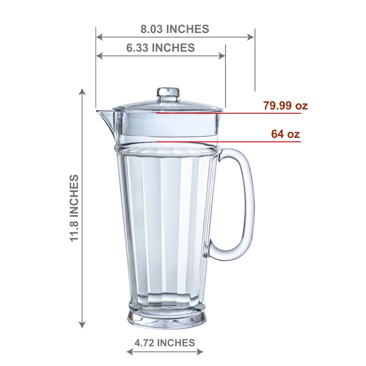 64oz (2 Quarts) Liberty Clear Water Pitcher with Lid - bzyoo