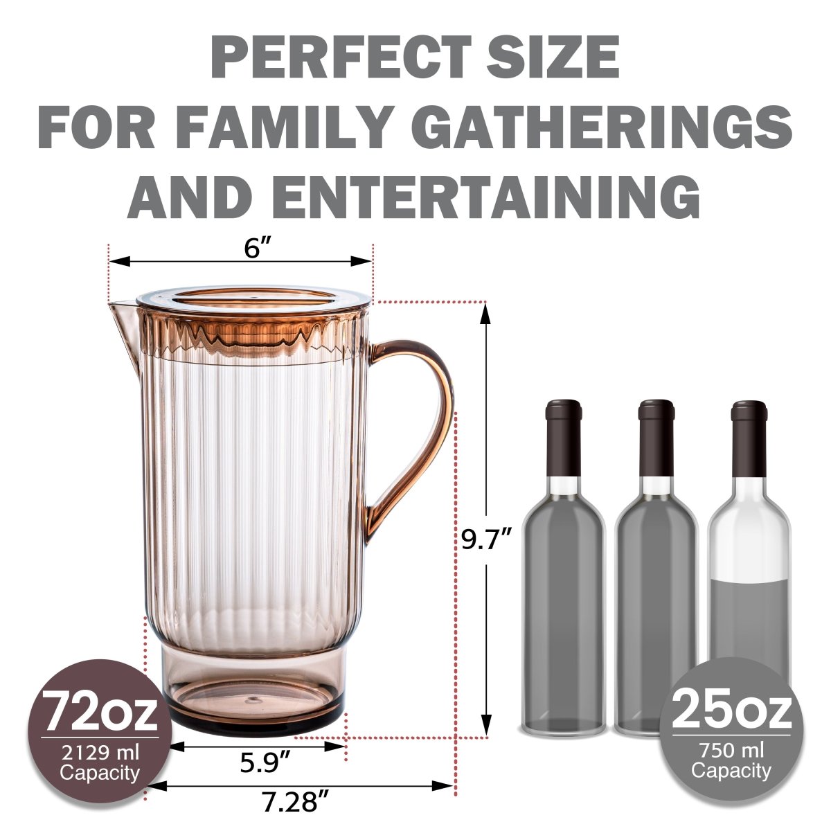 72oz Serenity Clear Water Pitcher with Lid - bzyoo