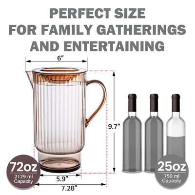 72oz Serenity Clear Water Pitcher with Lid - bzyoo