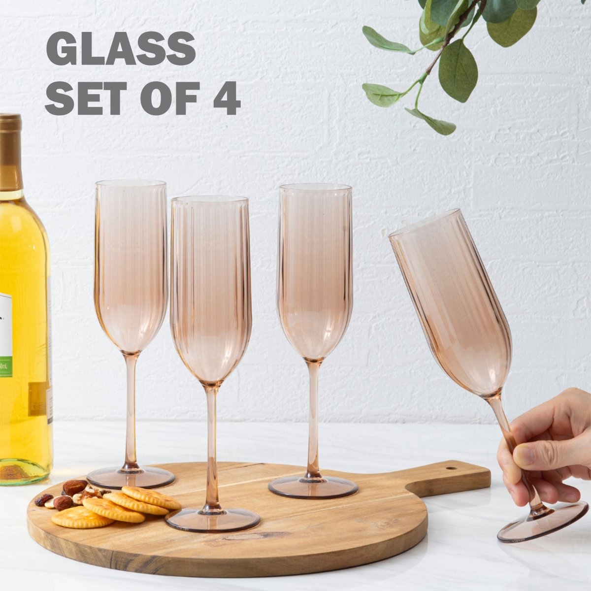 7oz Serenity Champagne Glass Set – 4 Piece - bzyoo