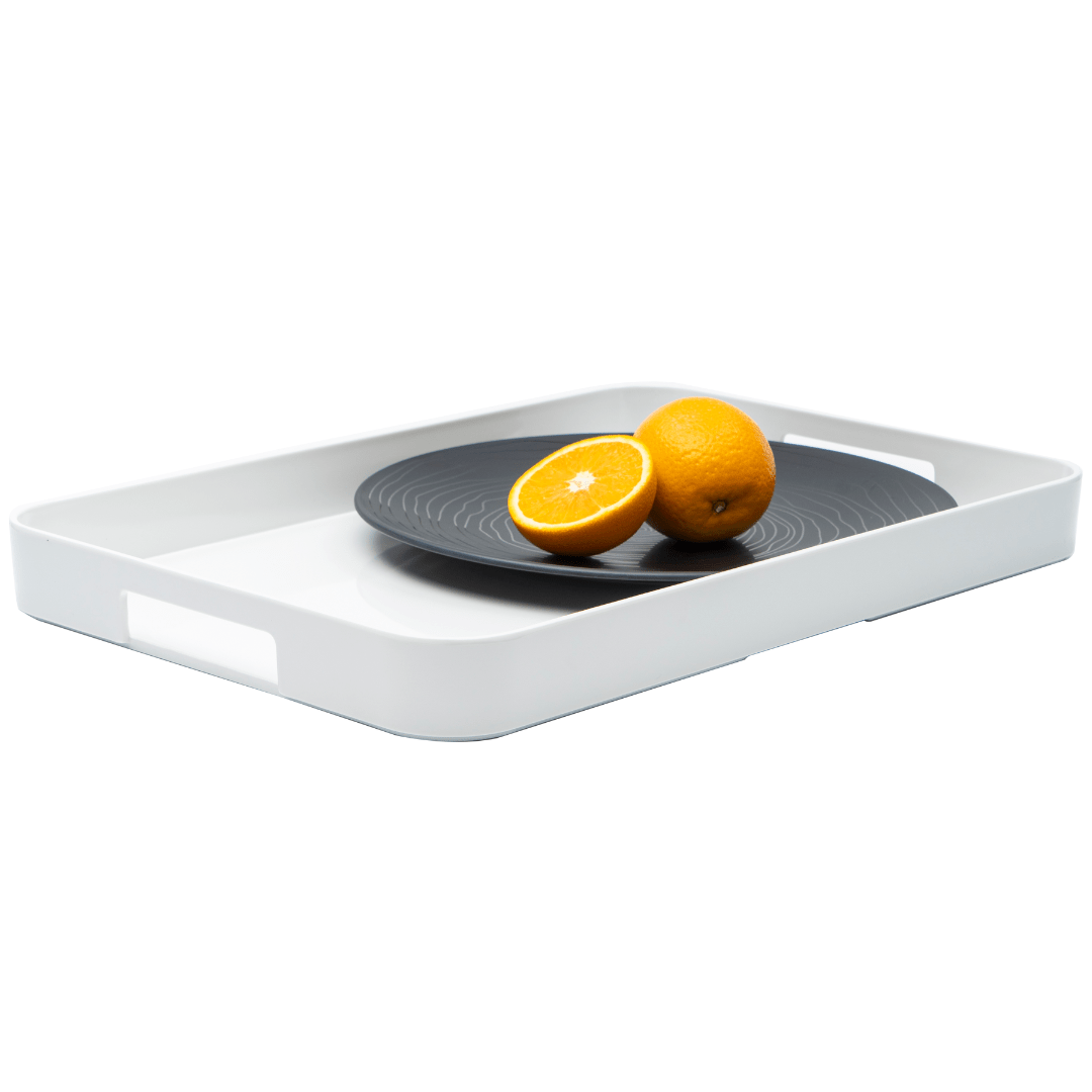 Bzyoo 11.5 x 16 Inch Large Rectangle Melamine Serving Tray - White - bzyoo