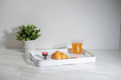 Bzyoo 11.5 x 16 Inch Large Rectangle Melamine Serving Tray - White - bzyoo