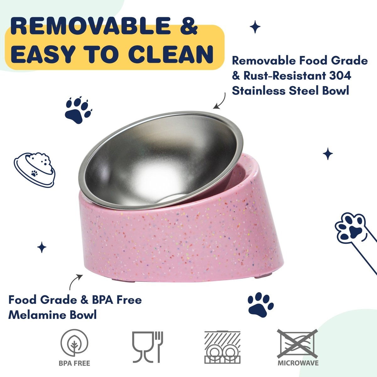 Bzyoo 16oz Tilted Dog Bowl for Small Dogs & Cats - Pink - bzyoo