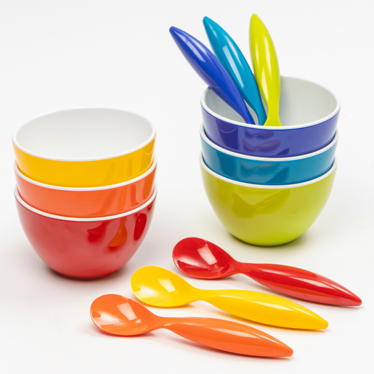 bzyoo Set of 6 Small Bowls, 4.25" 11.8 OZ ColorPop Melamine Bowls - Bright Color - bzyoo