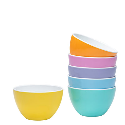 bzyoo Set of 6 Small Bowls, 4.25" 11.8 OZ ColorPop Melamine Bowls - Pastel Color - bzyoo