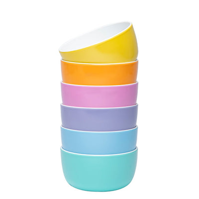 bzyoo Set of 6 Small Bowls, 4.5" 14.3 OZ ColorPop Melamine Bowls - Pastel Color - bzyoo