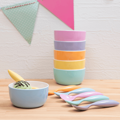 bzyoo Set of 6 Small Bowls, 4.5" 14.3 OZ ColorPop Melamine Bowls - Pastel Color - bzyoo