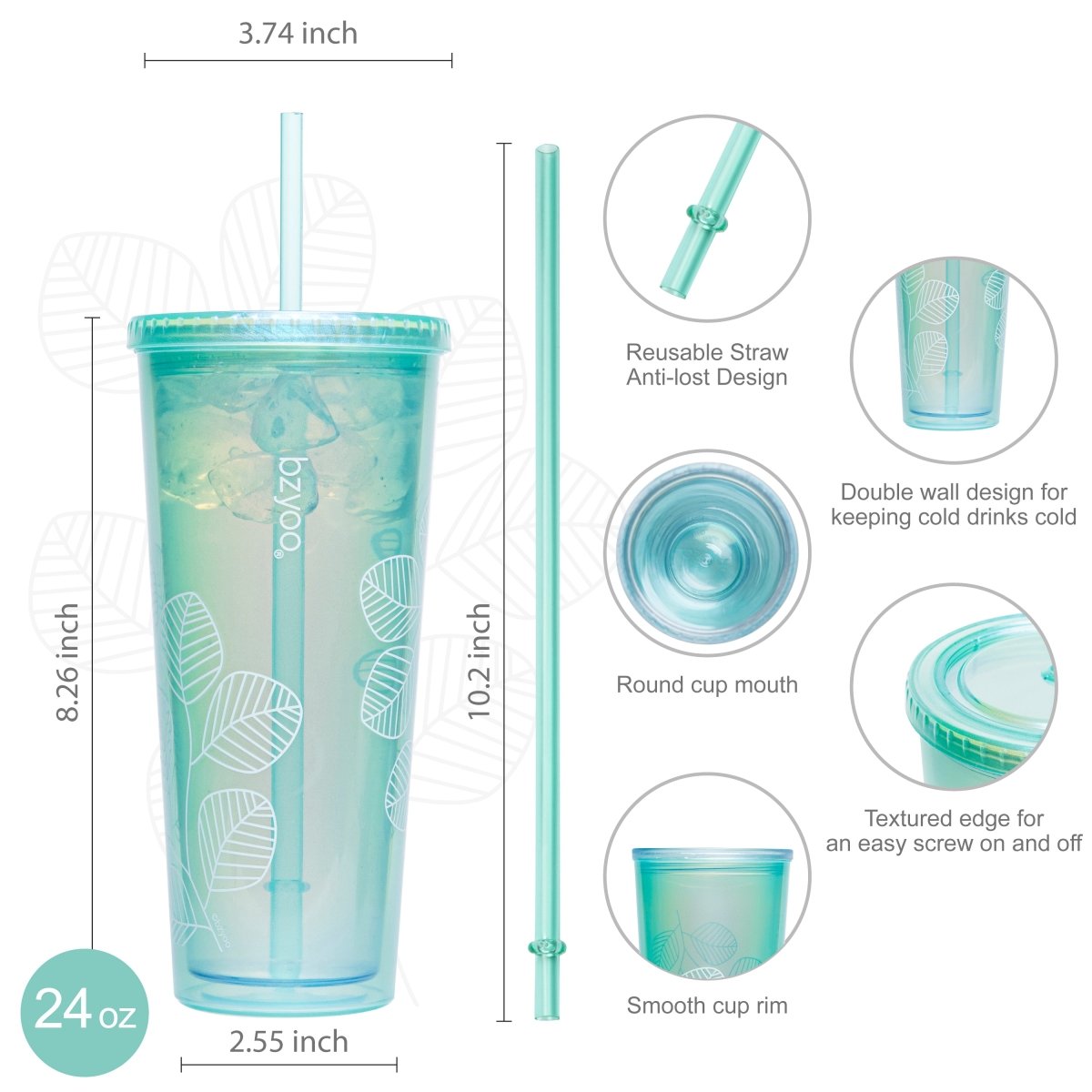 Peach BigSur Tumbler with Handle Straw/Flip Lid - Two Sizes